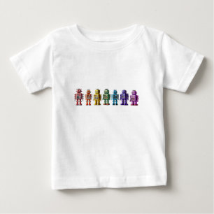 Camiseta Para Bebê Robôs arco-íris