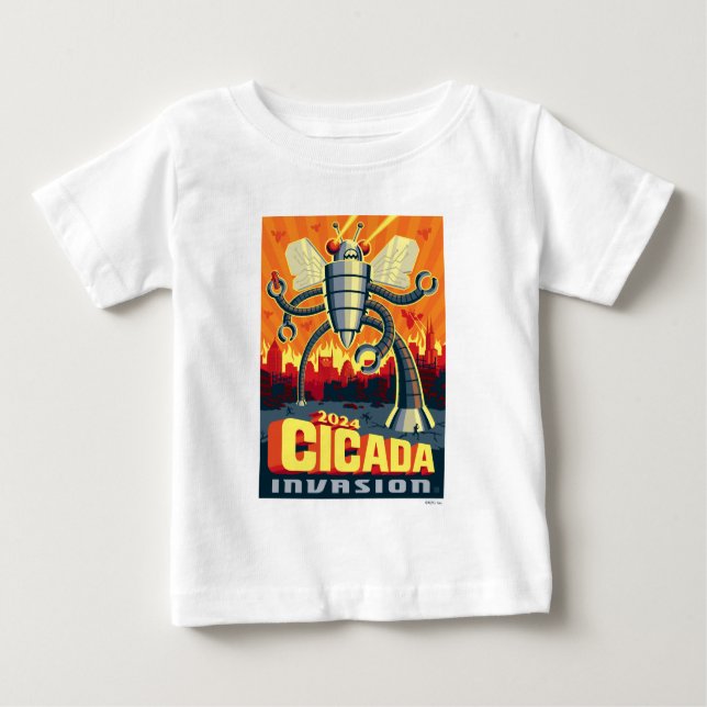 Camiseta Para Bebê Robot Cicada (Frente)