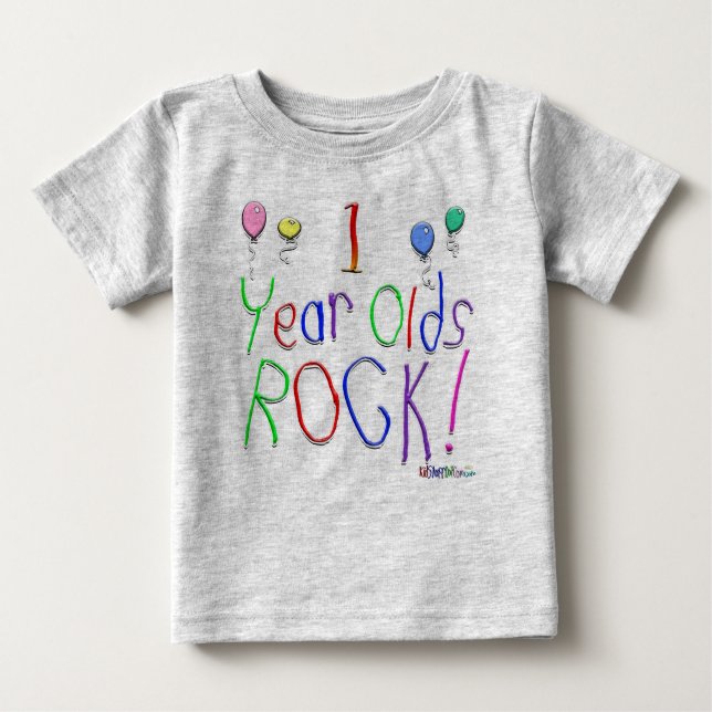 Camiseta Para Bebê Rocha dos bebês de um ano! T-shirt (Frente)