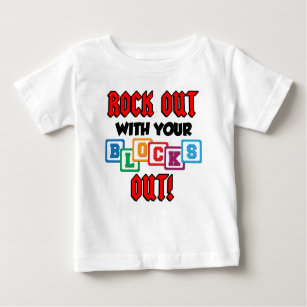 Camiseta Para Bebê Rocha para fora com seus blocos para fora