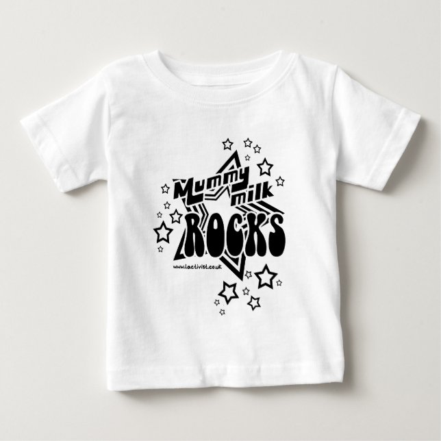 Camiseta Para Bebê Rochas do leite da mamã (Frente)