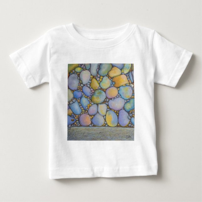 Camiseta Para Bebê Rock and Pebbles do Rio Pastel (Frente)