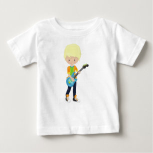 Camiseta Para Bebê Rock Boy, Cabelo Loiro, Guitarrista, Banda, Música