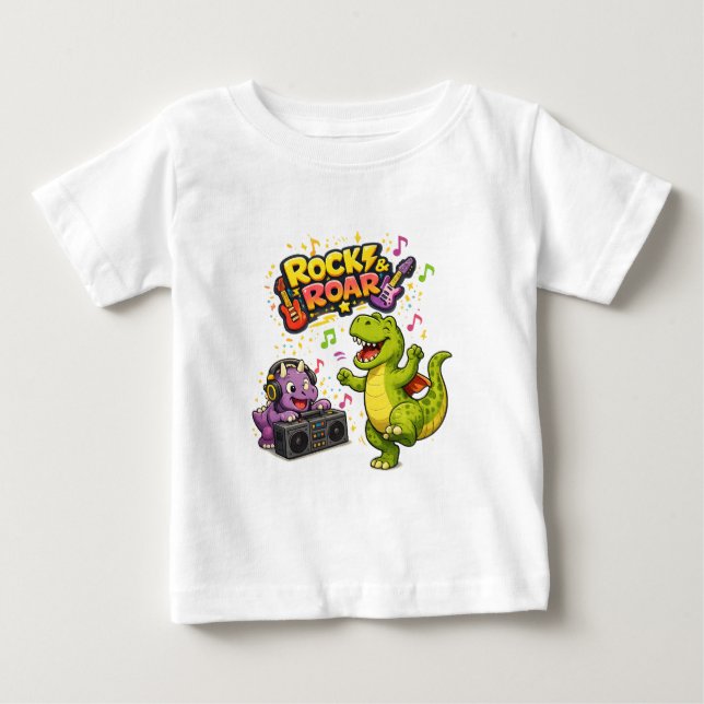 Camiseta Para Bebê Rock & Roar (Frente)