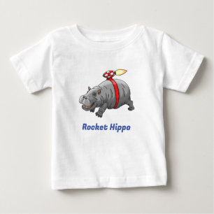 Camiseta Para Bebê Rocket Hippo Birthday