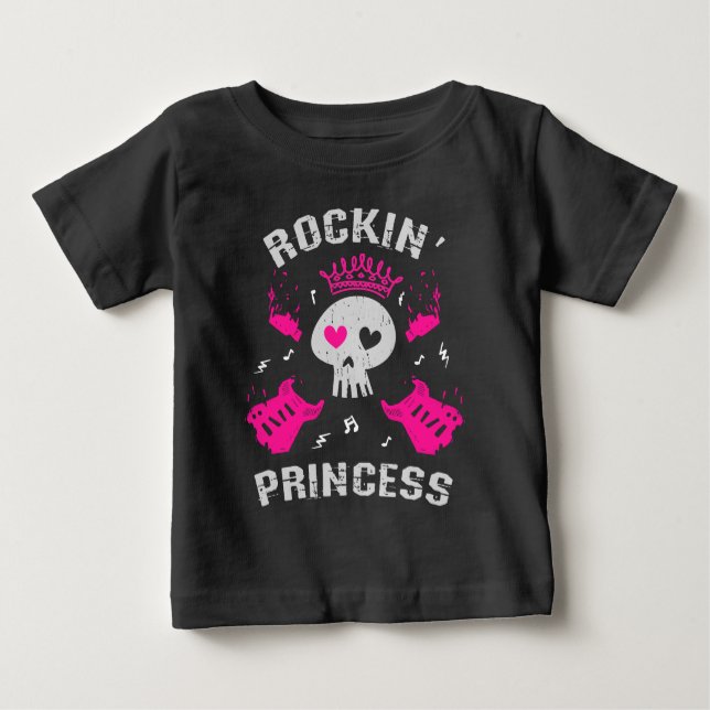 Camiseta Para Bebê Rockin' Princess (Frente)