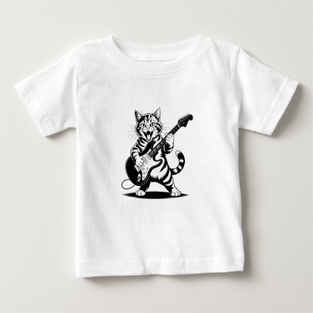Camiseta Para Bebê Rockstar Cat Guitar Solo – Funny Music Lover Gift (Frente)