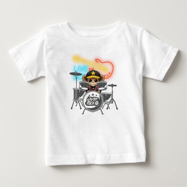 Camiseta Para Bebê Rockstar Monkey (Frente)