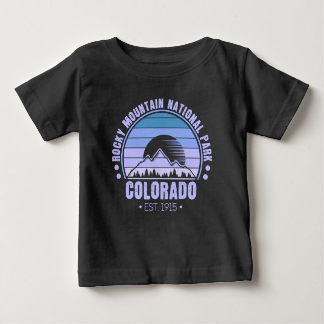 Camiseta Para Bebê Rocky Mountain National Park Colorado Retro (Frente)