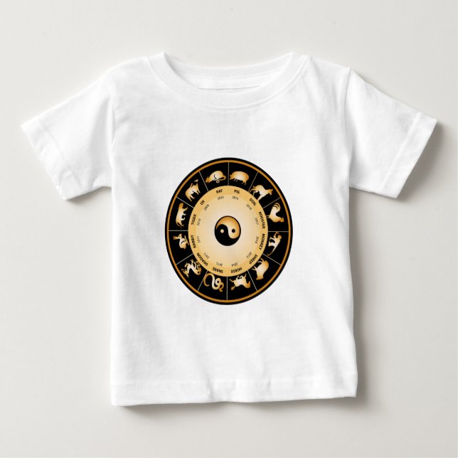Camiseta Para Bebê Roda Zodíaca Chinesa (Frente)