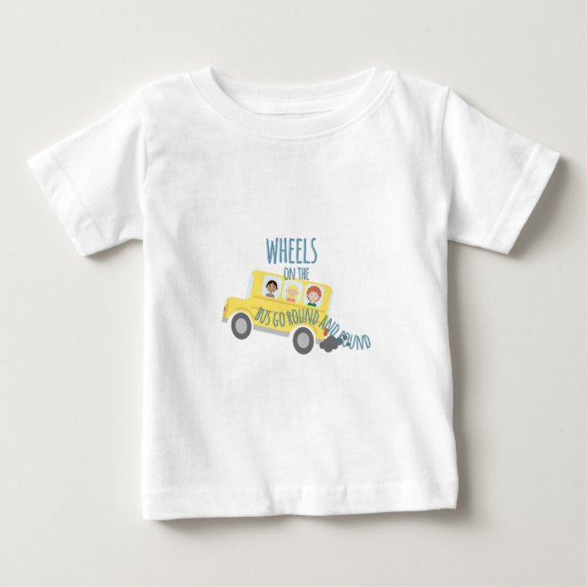Camiseta Para Bebê Rodas no ônibus (Frente)