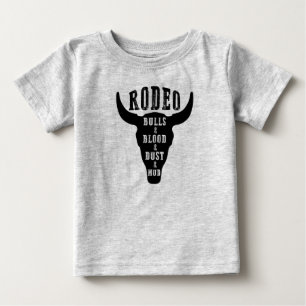 Camiseta Para Bebê Rodeio/Touros e Sangue/País Bebê/Música País