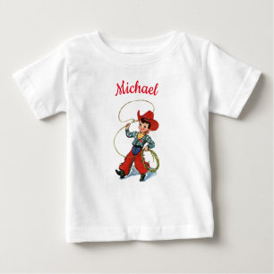 Camiseta Para Bebê Rodeo cowboy com corda de lasso nome personalizado