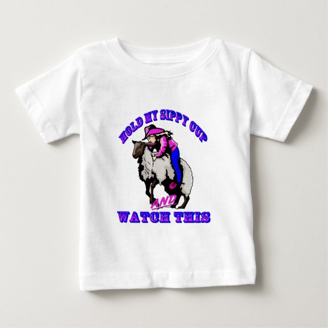 Camiseta Para Bebê Rodeo Cowgirl Mutton Bustin" (Frente)