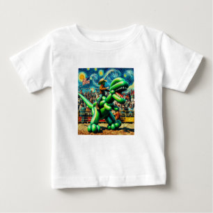 Camiseta Para Bebê Rodeo Rex - Criança Dino Cowboy Tee