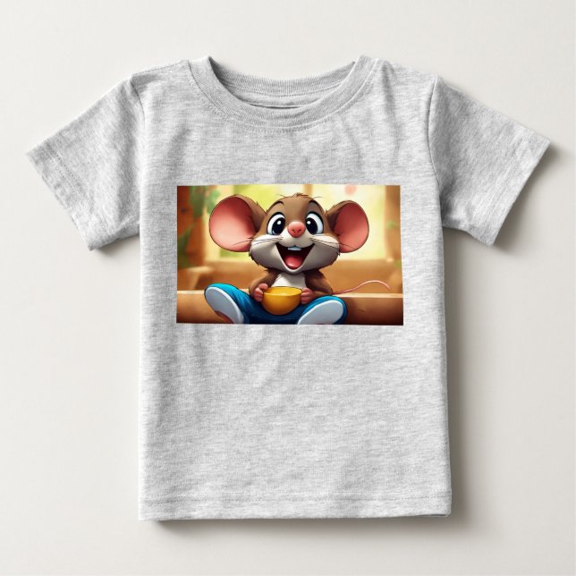 Camiseta Para Bebê Rola o mouse (Frente)