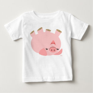 Camiseta Para Bebê Rolamento bonito sobre o t-shirt do bebê do porco