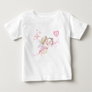 Camiseta Para Bebê Romantic Valentine Art with Pink Heart Glow
