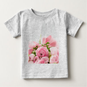 Camiseta Para Bebê Romântico Casamento Adorava Buquê Flor Rosa Suave