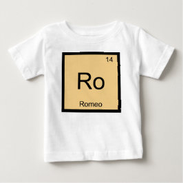 Camiseta Para Bebê Romeu Nome Química Elemento Tabela Periódica
