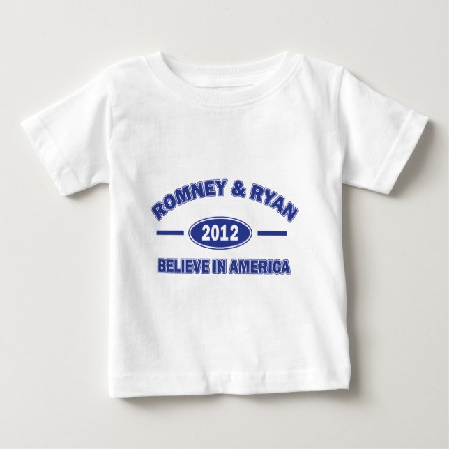 Camiseta Para Bebê Romney e Ryan Acreditam (Frente)