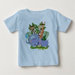 Camiseta Para Bebê Romper bonito do bebê dos animais do safari