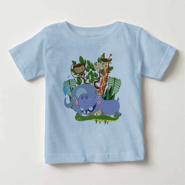 Camiseta Para Bebê Romper bonito do bebê dos animais do safari (Frente)