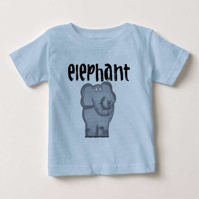 Camiseta Para Bebê Romper cinzento do bebê do elefante (Frente)