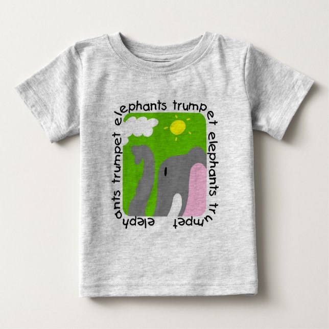 Camiseta Para Bebê Romper do bebê da trombeta dos elefantes (Frente)