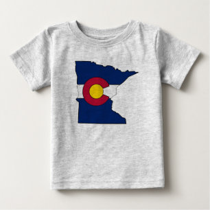 Camiseta Para Bebê Romper do bebê do esboço de Minnesota da bandeir