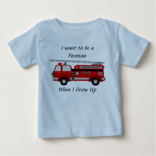 Camiseta Para Bebê Romper do Firetruck para meninos