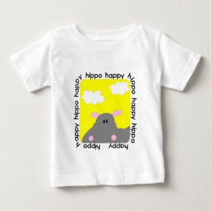 Camiseta Para Bebê Romper feliz do bebê do hipopótamo
