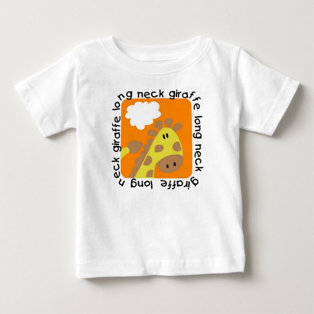 Camiseta Para Bebê Romper longo do bebê do girafa do pescoço (Frente)