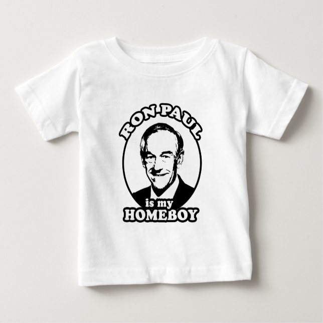 Camiseta Para Bebê Ron Paul é meu ficar em casa (Frente)