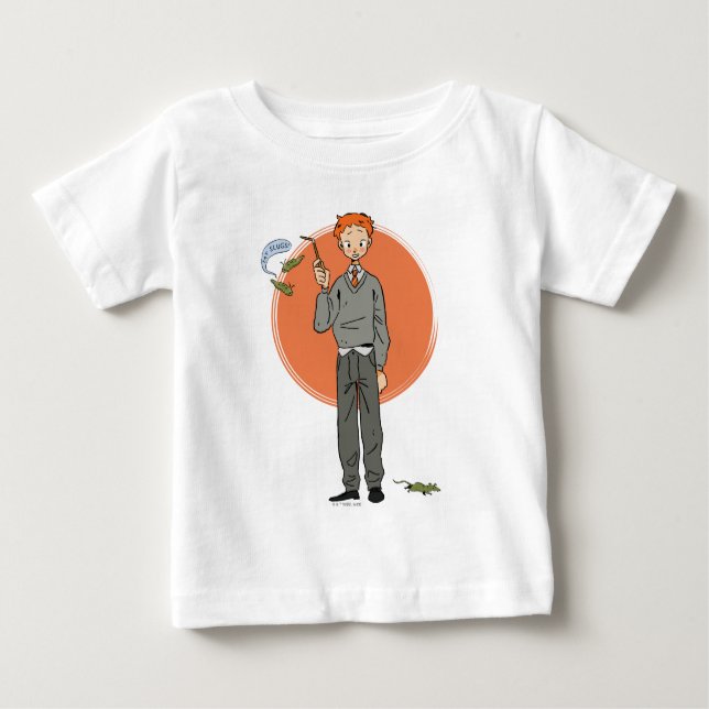 Camiseta Para Bebê Ron Weasley Ilustração "Comer Slugs" (Frente)