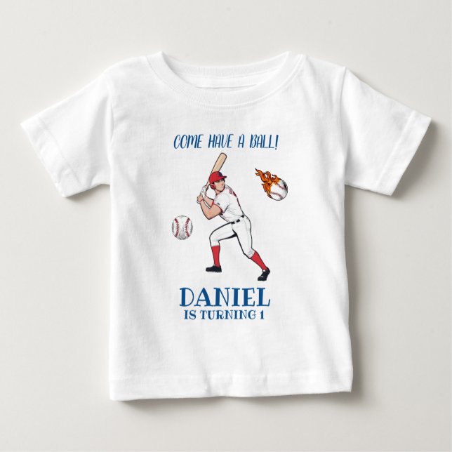 Camiseta Para Bebê Rookie do Ano Baseball (Frente)