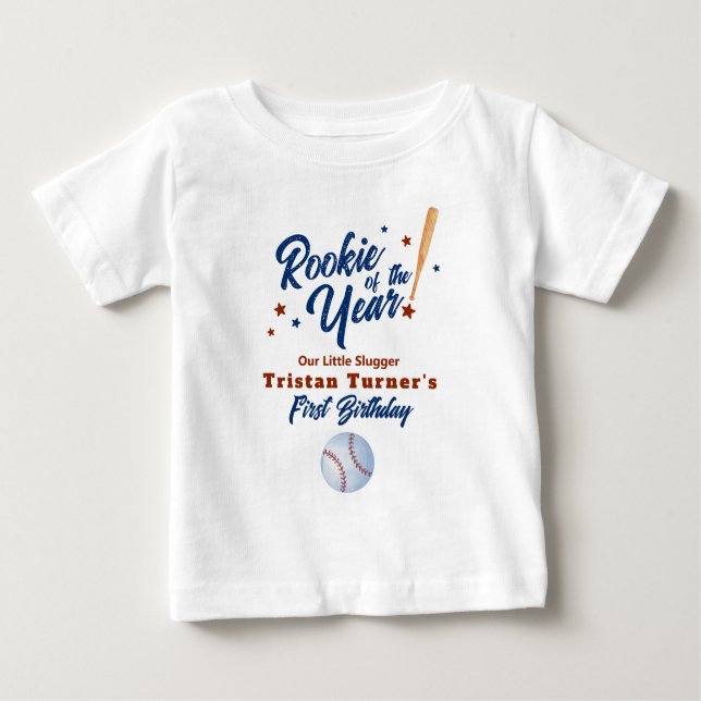 Camiseta Para Bebê Rookie Do primeiro aniversario Do Ano (Frente)