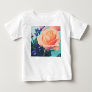 Camiseta Para Bebê rosa amarela rosa com fundo de menta