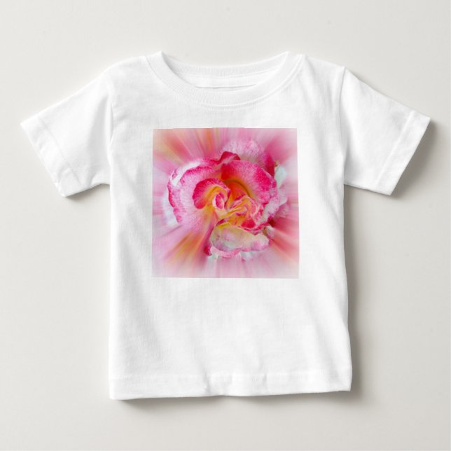 Camiseta Para Bebê Rosa amarelo rosa (Frente)