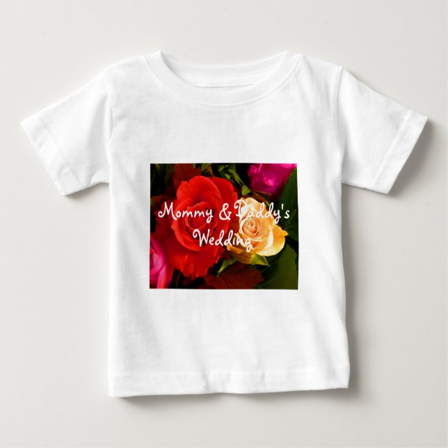 Camiseta Para Bebê Rosa Amarelo-Vermelho (Frente)