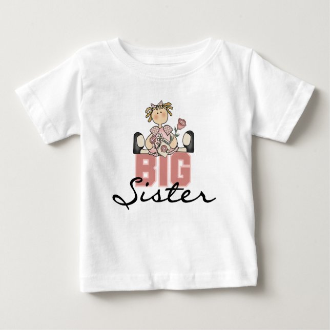Camiseta Para Bebê Rosa Big Sister (Frente)