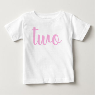 Camiseta Para Bebê Rosa da criança do segundo aniversário dois
