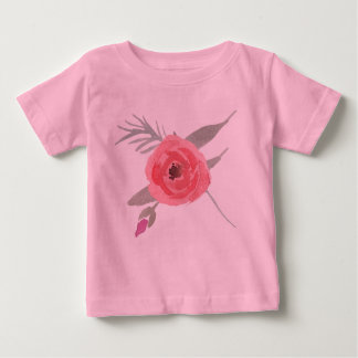 Camiseta Para Bebê Rosa de Aquarela