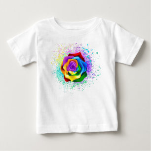 Camiseta Para Bebê Rosa de arco-íris colorido