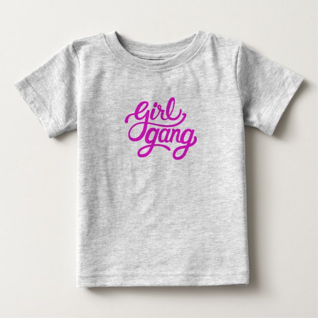 Camiseta Para Bebê rosa de gangue (Frente)