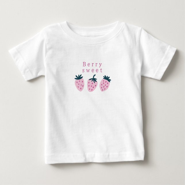 Camiseta Para Bebê Rosa de morango (Frente)