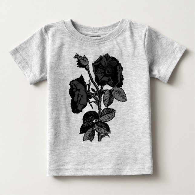 Camiseta Para Bebê Rosa de preto gótico (Frente)