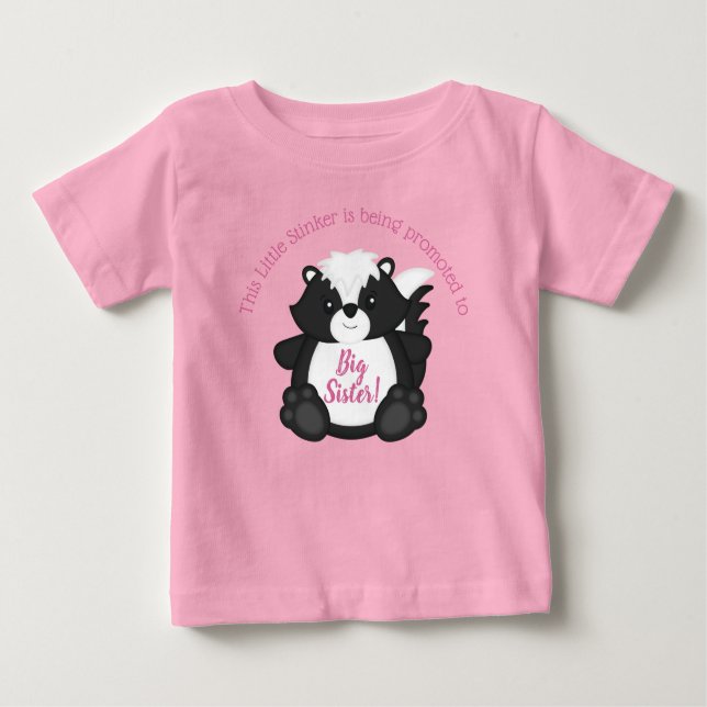 Camiseta Para Bebê Rosa do Chá de fraldas Skunk (Frente)