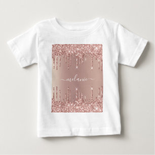 Camiseta Para Bebê Rosa Dourada Literatura Personalizada Seu Nome Beb