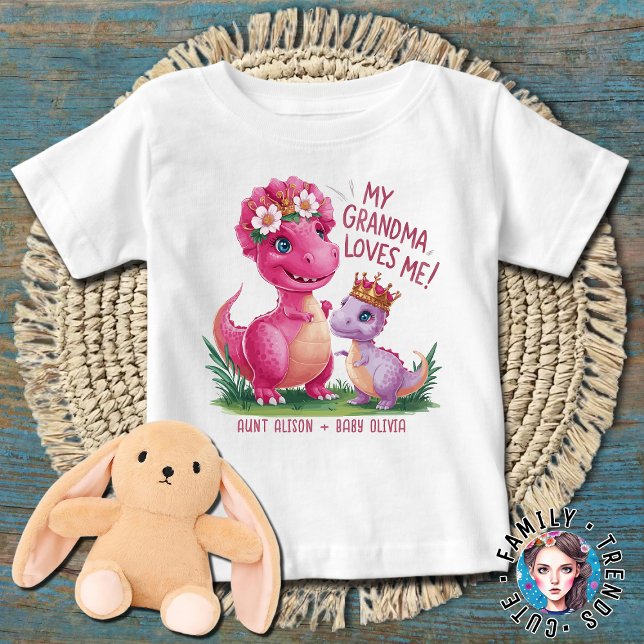 Camiseta Para Bebê Rosa e Roxo Dinos Minha Tia Excelente me ama (Criador carregado)